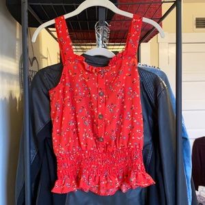Never Worn Red Floral Tank